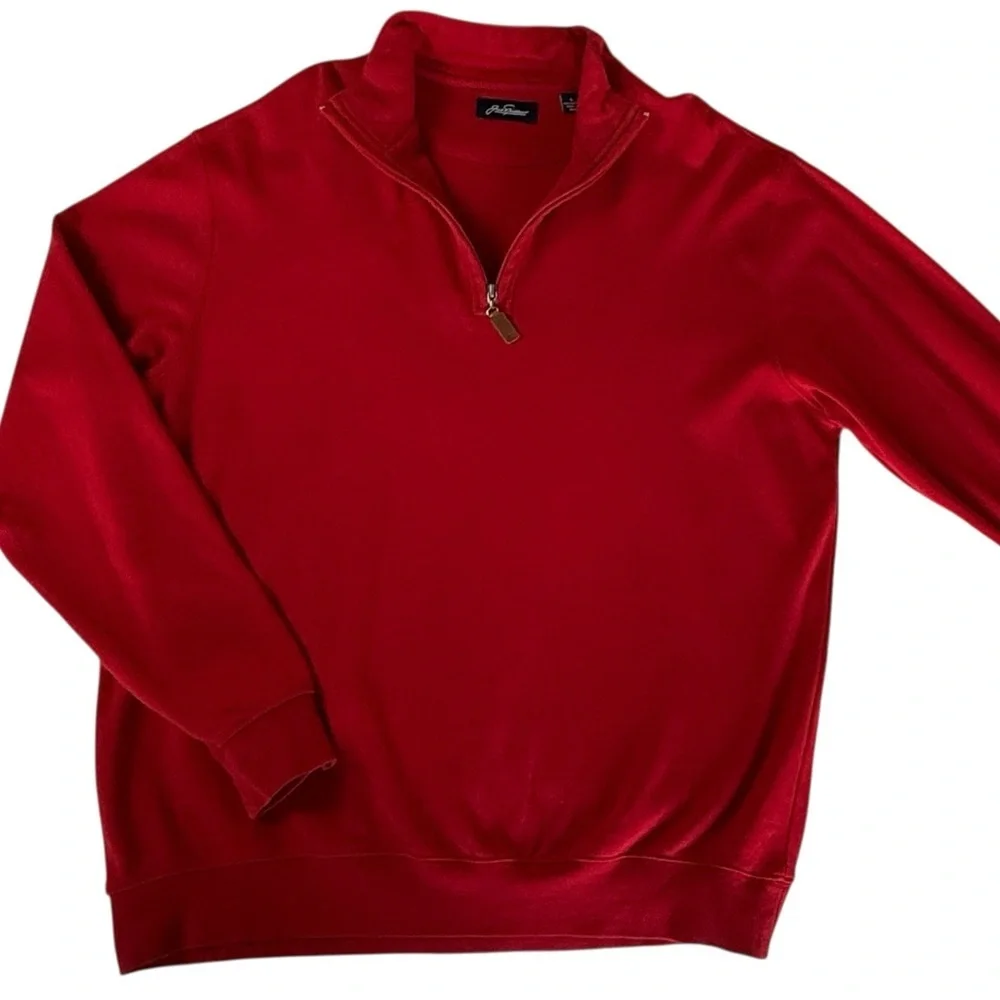Jack Nicklaus Sweatshirt Red Large Men's Golf 1/4 Zip 100% Cotton Pullover Logo